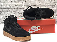 Зимние кроссовки Nike Air Force Black Gum с мехом, мужские кроссовки. ТОП Реплика ААА класса., фото 2