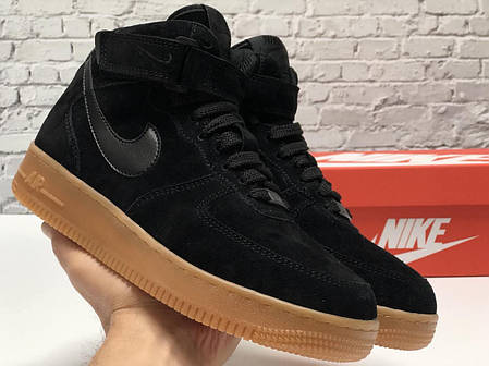 Зимние кроссовки Nike Air Force Black Gum с мехом, мужские кроссовки. ТОП Реплика ААА класса., фото 2