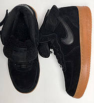Зимние кроссовки Nike Air Force Black Gum с мехом, мужские кроссовки. ТОП Реплика ААА класса., фото 3