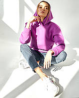 Худи женский лиловый с капюшоном и карманом WOOLBOOK