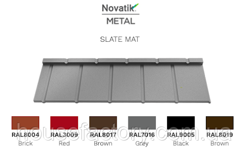 Модульна металочерепиця Novatik Metal Slate Mat, фото 1
