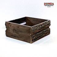 Ящик дерев'яний із кори коричневий, 20х20х10 см, фото 2