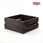 Ящик дерев'яний із кори темно-коричневий, 20х20х10 см, фото 3