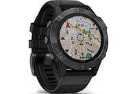 Смарт годинник Smart Watch Garmin Fenix 6 Sapphire Сarbon Grey DLC with Black Band (010-02158-11), фото 2