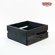 Ящик дерев'яний із кори чорний, 20х20х10 см, фото 3