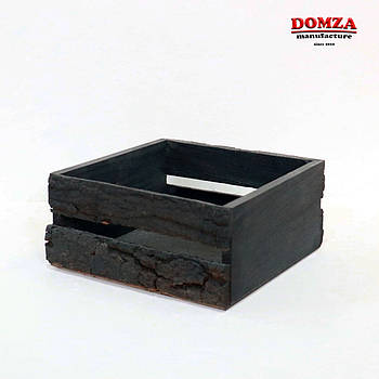 Ящик дерев'яний із кори чорний, 20х20х10 см