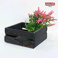 Ящик дерев'яний із кори чорний, 20х20х10 см, фото 5