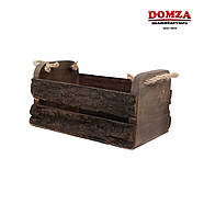 Ящик дерев'яний з кори з ручками коричневий, 25х15х10 (12) см, фото 3