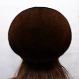 Жіночий норковий хутряний берет об'ємний цільний, фото 3