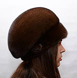 Жіночий норковий хутряний берет об'ємний цільний, фото 2