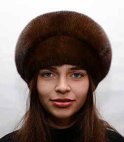 Жіночий норковий хутряний берет об'ємний цільний