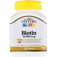 Біотин (вітамін В7) 21st Century Biotin 10000 mcg 120 Tabs