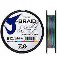 Шнур Daiwa J-Braid X4E 0,17 mm 150m Multi Color