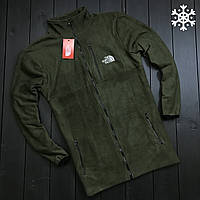 Толстовка мужская зимняя The North Face теплая до -25*С хаки Кофта мужская трехнитка на флисе