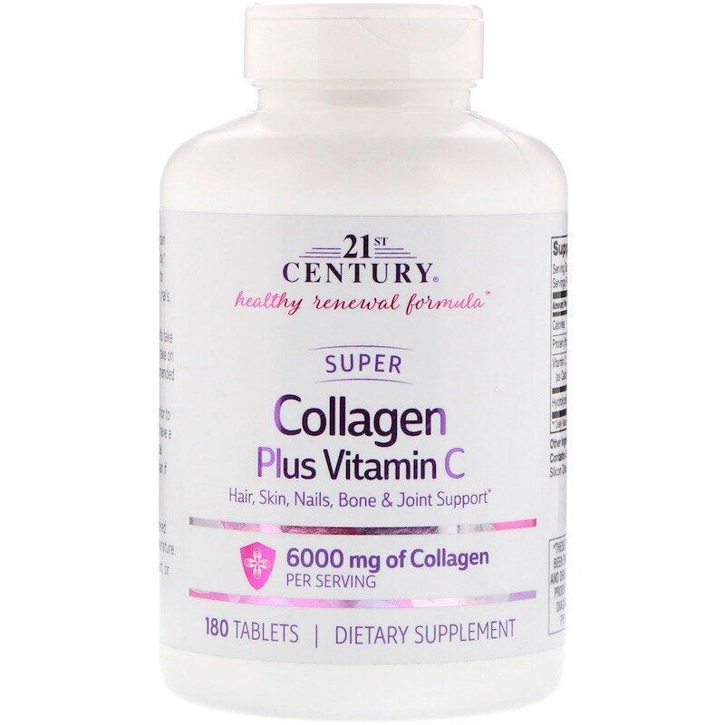 Спортивна добавка 21st Century Super Collagen Plus Vitamin C 6000 mg 180 Tabs