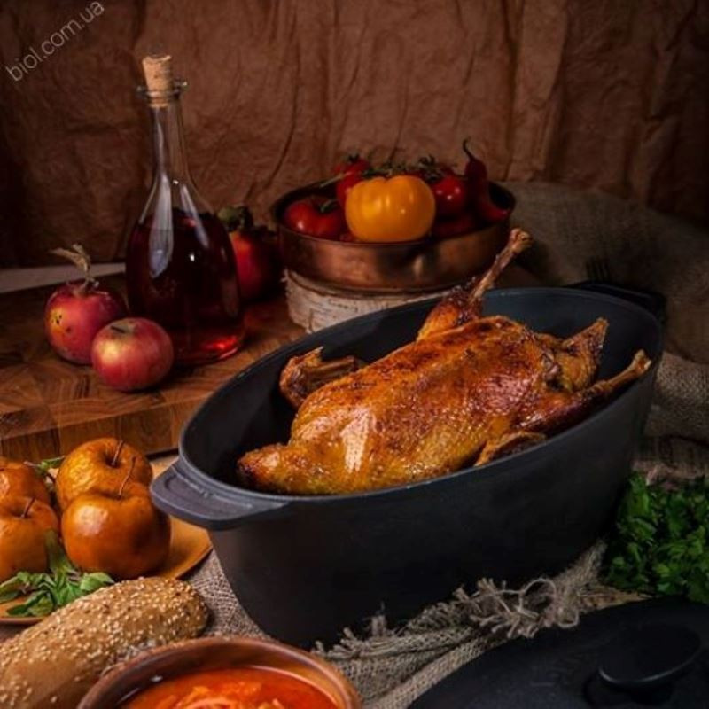 Гусятниця чавунна БІОЛ 6 л лита з кришкою 0606, фото 1