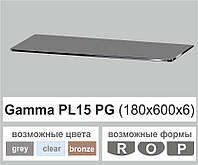 Стеклянная полка настенная навесная универсальная прямоугольная Commus PL15 PG (180х600х6мм)