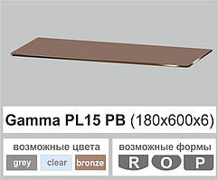 Скляна поличка настінна навісна універсальна прямокутна Commus PL15 PB (180х600х6мм)