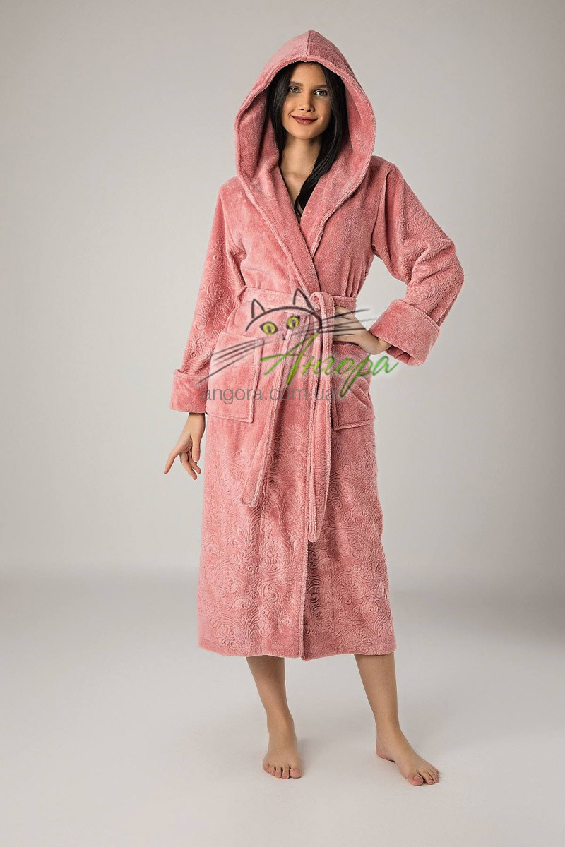 Бамбуковий халат Nusa жіночий на запах NS-8655 пудра