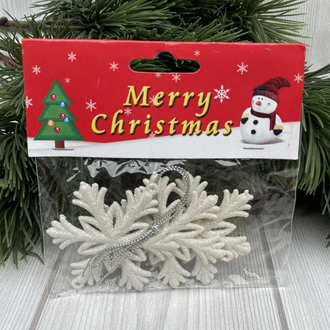 Сніжинка біла 6 см набір 3 шт в уп, фото 1