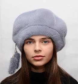 Жіночий зимовий норковий берет з фалдами