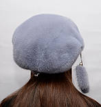 Жіночий зимовий норковий берет з фалдами, фото 3