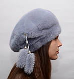 Жіночий зимовий норковий берет з фалдами, фото 2