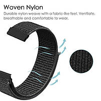 Ремешок для часов Nylon loop bracelet Universal, 20 мм. Black, фото 6