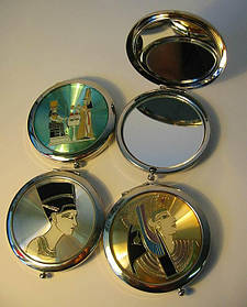 Дзеркальце косметичне "Єгипет" хром (d-7 см)(в коробці + чохол)