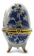 Шкатулка яйцо "Синие Цветы"(10х6х6 см)K