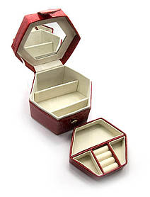 Шкатулка для прикрас шестигранна "крокодиляча шкіра" (13х14,5х10 см)