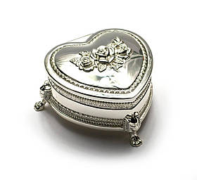 Шкатулка для прикрас "Сердечко" (8х7,5х3,5 см)"Срібло"