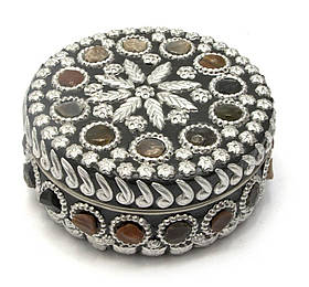 Металева скринька з камінням(d-11.5 см h-5 см)