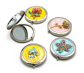 Дзеркальце косметичне "Емаль" (d-7 см)(в коробці + чохол)