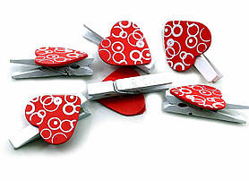 Украшалочки "Сердечка" прищіпка дерево(н-р 6 шт) ціна за набір