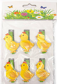 Украшалочки "Курча" прищіпка дерево(н-р 6 шт) ЦІНА ЗА НАБІР