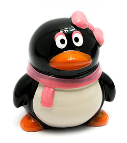 Керамічна скарбничка "Пінгвін з бантиком" (10х8,5х8,5 см)