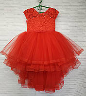 Дитяче ошатне плаття для дівчинки Шлейф 5-6 років, червоного кольору
