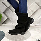 Замшеві зимові чоботи на невеликих підборах, фото 3