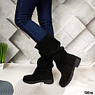 Замшеві зимові чоботи на невеликих підборах, фото 6