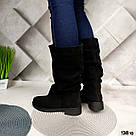 Замшеві зимові чоботи на невеликих підборах, фото 4