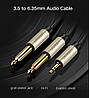 Кабель аудіо Ugreen 3.5 mm to 2х 2pin 6.35 mm F/M адаптер 2M Black (AV126), фото 3