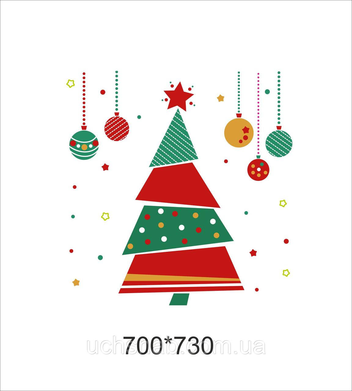 Новорічна наклейка - Різнокольорова ялинка, фото 1