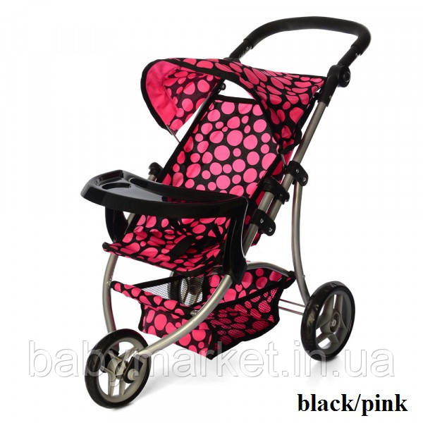 Коляска для ляльок Melogo 9377B-T (black/pink)