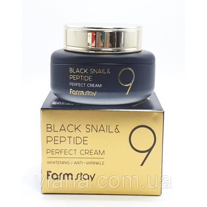 Крем із муцином чорного равлика та пептидами FarmStay Black Snail & Peptide 9