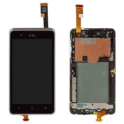 Дисплей для HTC Desire 400 Dual Sim, One SU T528w, модуль в зборі (екран і сенсор), з рамкою, оригінал Блакитний