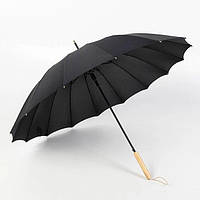 Зонт трость 16 спиц черный KRAGO