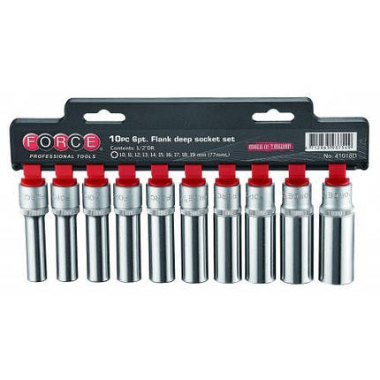 Набір головок 1/2" 6-гр.глибоких 10 пр. (10-19 мм) 41018D F, фото 2