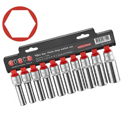Набір головок 1/2" 6-гр.глибоких 10 пр. (10-19 мм) 41018D F, фото 1