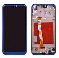 Дисплей модуль тачскрин Huawei P20 Lite/Nova 3e черный в рамке синего цвета Klein Blue
